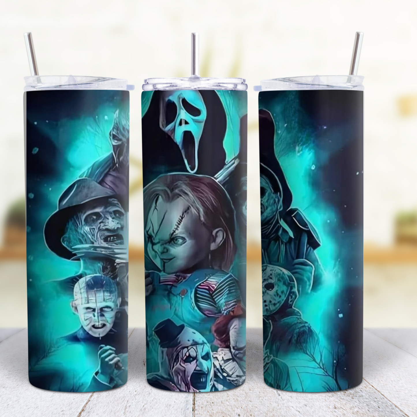 Ghost Face Halloween 20 oz Custom Sublimation Tumbler Stainless Steel 15