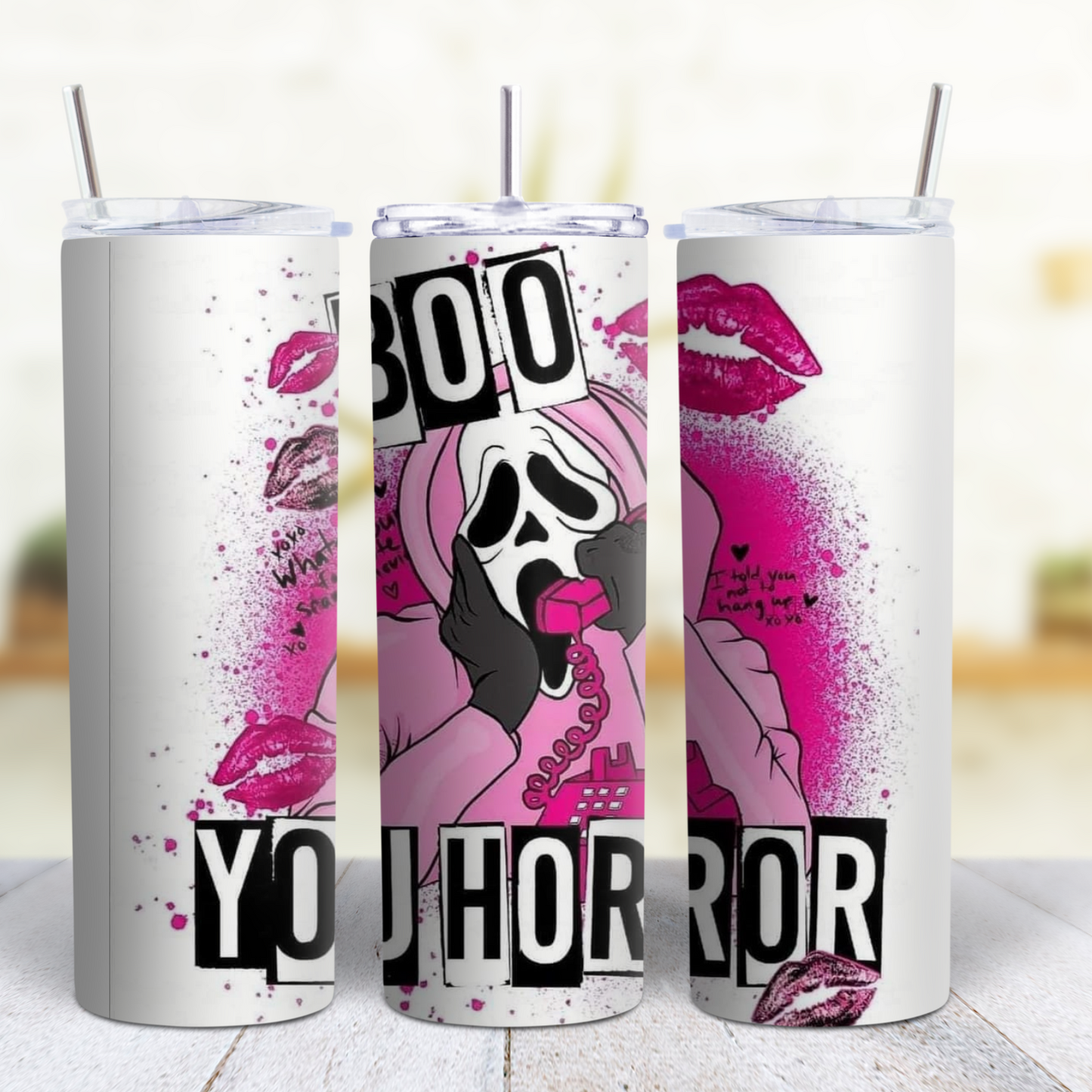 Ghost Face Halloween 20 oz Custom Sublimation Tumbler Stainless Steel 15