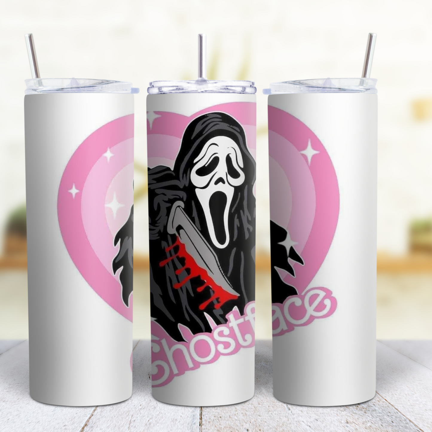 Ghost Face Halloween 20 oz Custom Sublimation Tumbler Stainless Steel 15