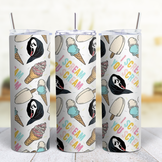 Ghost Face Halloween 20 oz Custom Sublimation Tumbler Stainless Steel 21