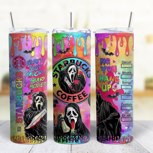 Ghost Face Halloween 20 oz Custom Sublimation Tumbler Stainless Steel 23