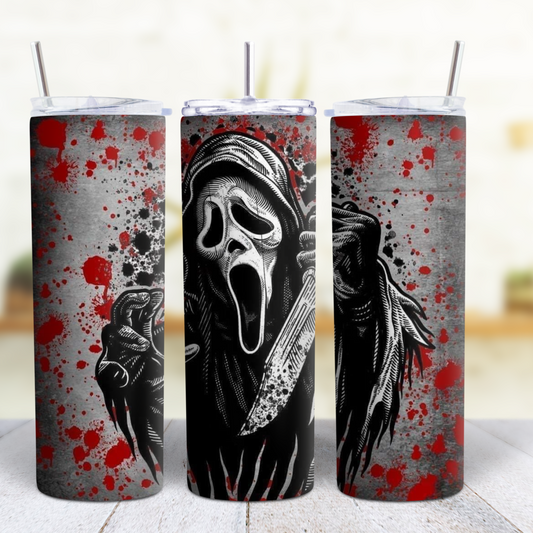 Ghost Face Halloween 20 oz Custom Sublimation Tumbler Stainless Steel 25