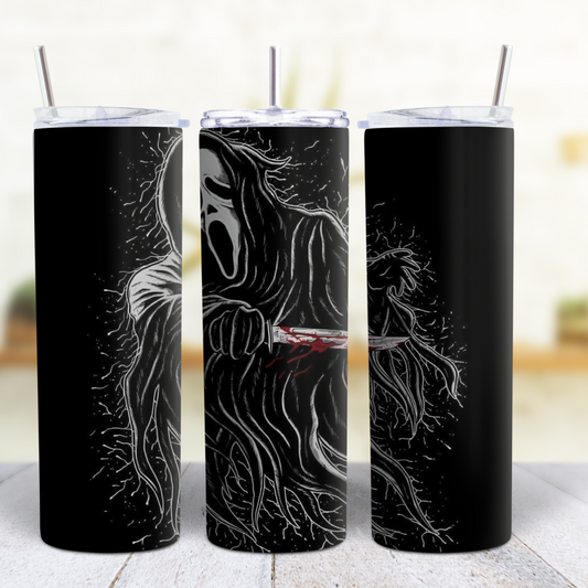 Ghost Face Halloween 20 oz Custom Sublimation Tumbler Stainless Steel 26