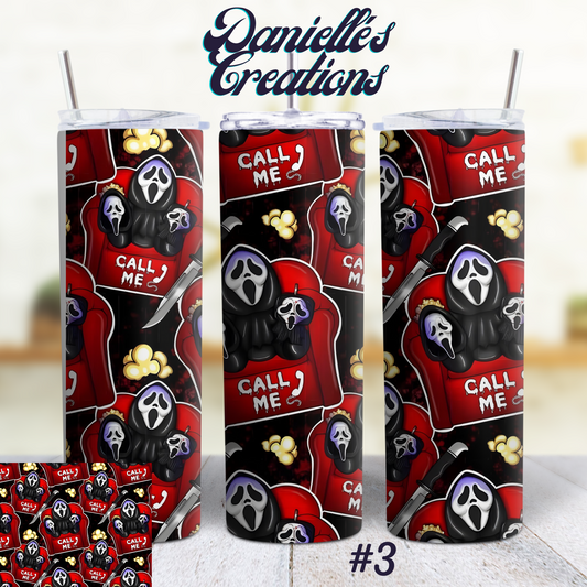 Ghost Face Halloween 20 oz Custom Sublimation Tumbler Stainless Steel 3