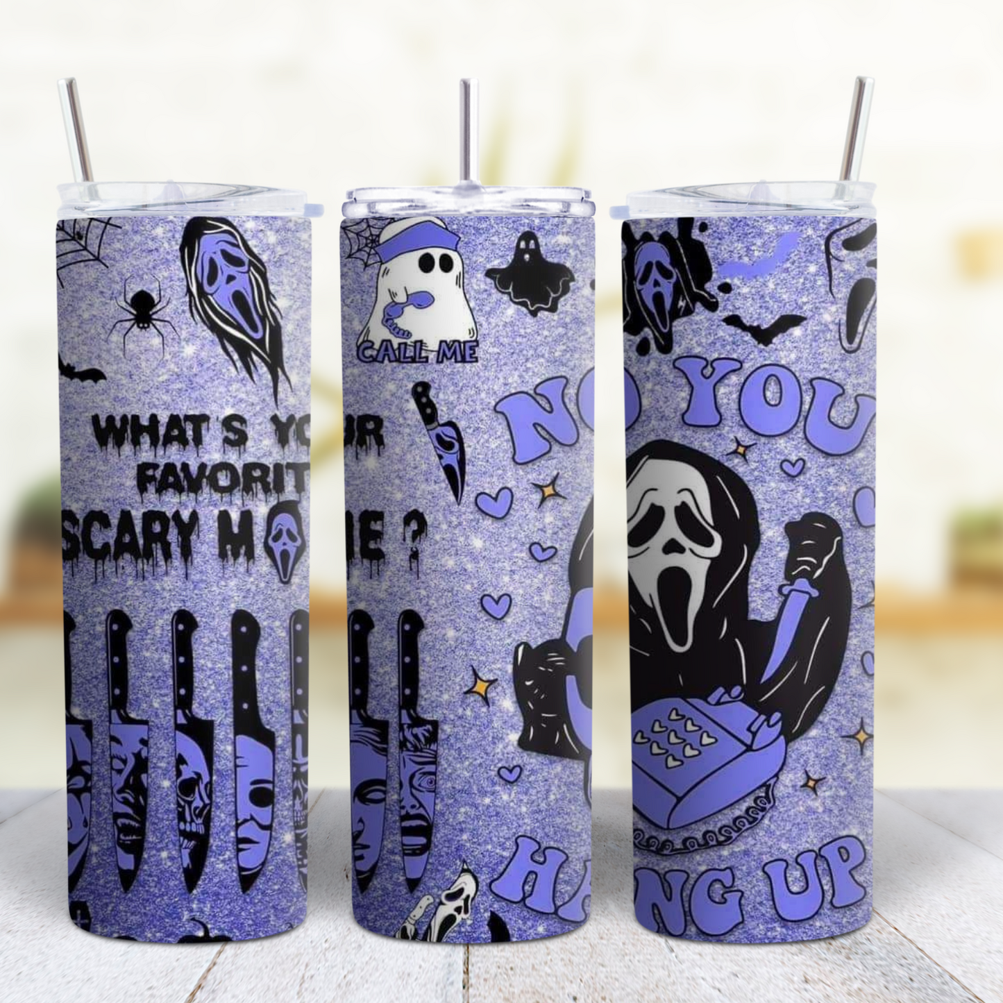 Ghost Face Halloween 20 oz Custom Sublimation Tumbler Stainless Steel 3