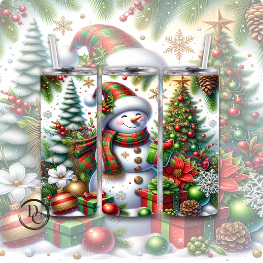 Christmas Glitter 20 Oz Custom Sublimation Tumbler Stainless Steel # 1 Snowman