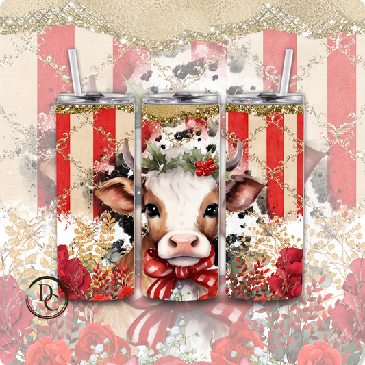 Christmas Cow 20 Oz  Custom Sublimation Tumbler Stainless Steel# 11