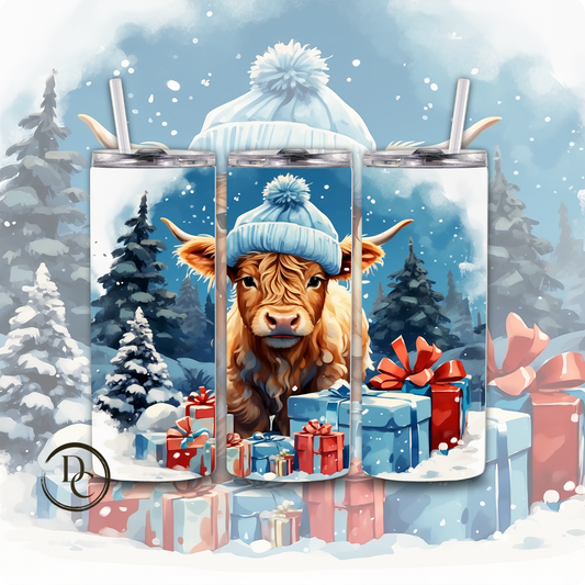 Christmas Cow 20 Oz  Custom Sublimation Tumbler Stainless Steel # 14