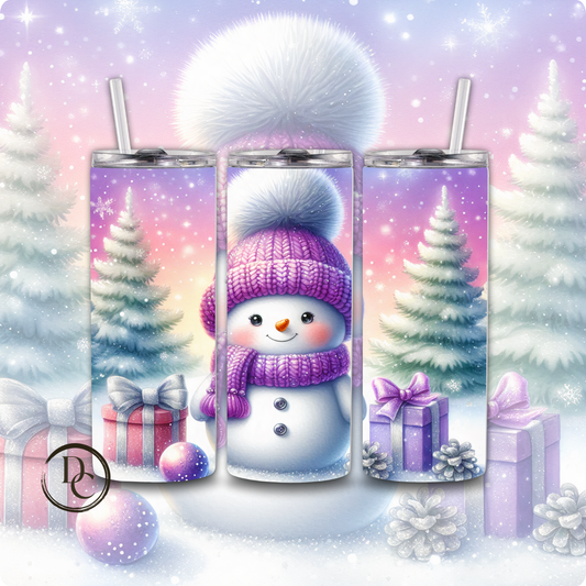 Purple Snowman Christmas 20 Oz  Custom Sublimation Tumbler Stainless Steel# 19