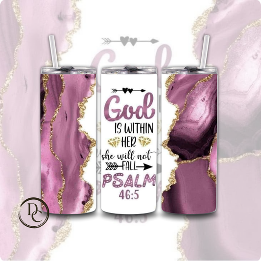God Is Within Her She Will Not Fall 20 oz Custom Sublimation Tumbler Stainless Steel Insulated 
