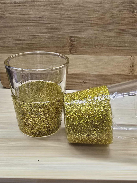 GOLD Glitter Shot Glass — Customizable with Optional Rhinestones