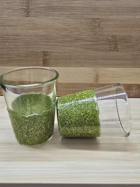 Neon Green Glitter Shot Glass — Customizable with Optional Rhinestones