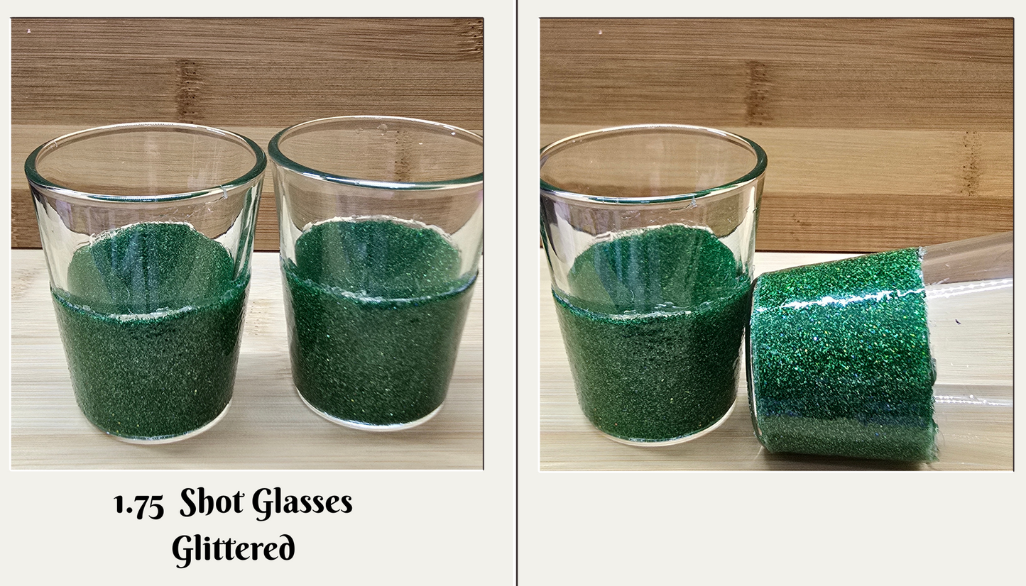 Green Glitter Shot Glass — Customizable with Optional Rhinestones