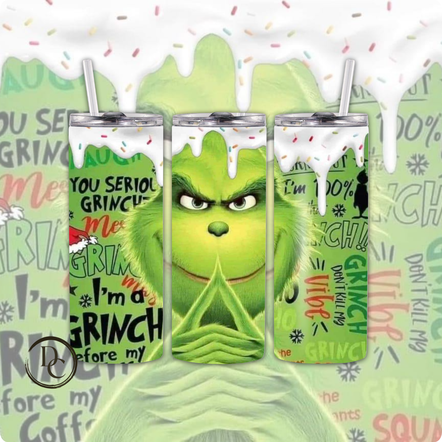 Grinch 20 Oz Tumblers 20 oz Custom Sublimation Tumbler Stainless Steel # 39