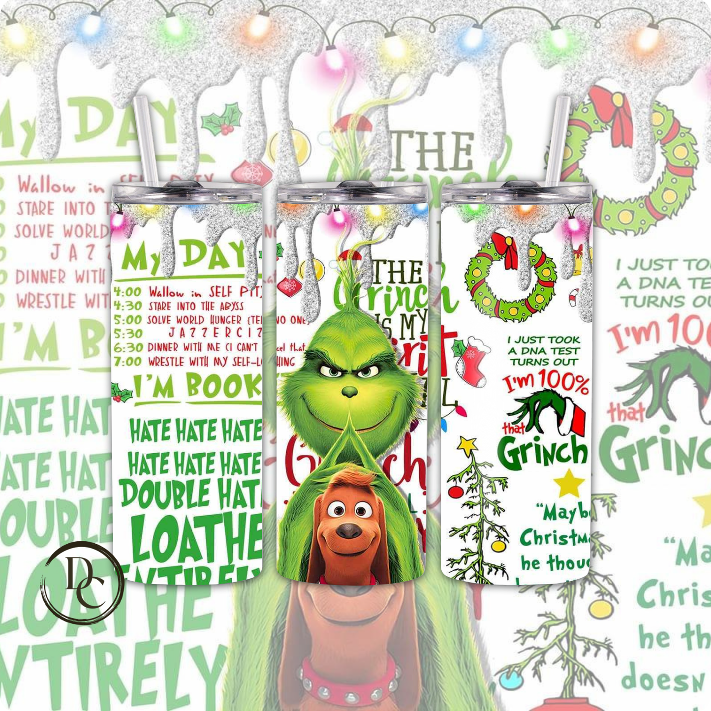 Grinch 20 Oz Tumblers 20 oz Custom Sublimation Tumbler Stainless Steel # 39