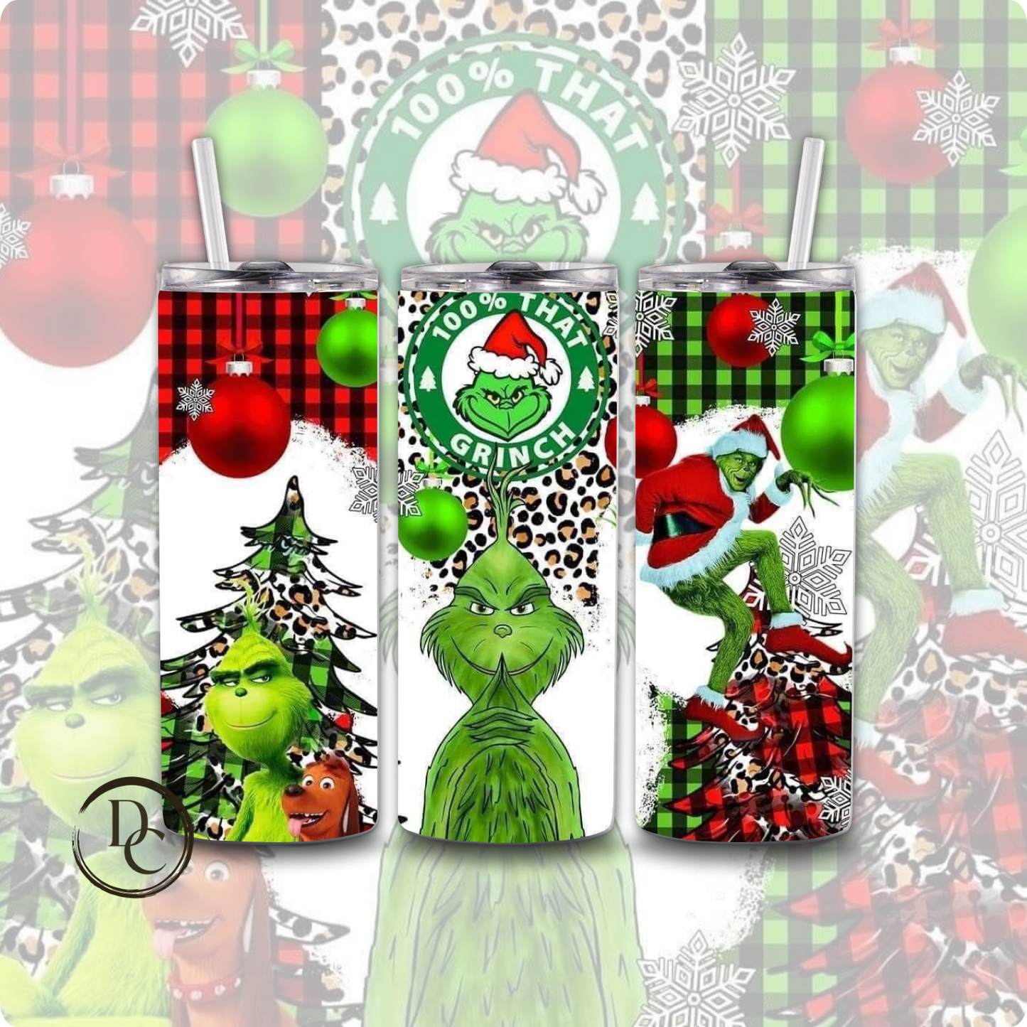 Grinch 20 Oz Tumblers 20 oz Custom Sublimation Tumbler Stainless Steel # 39