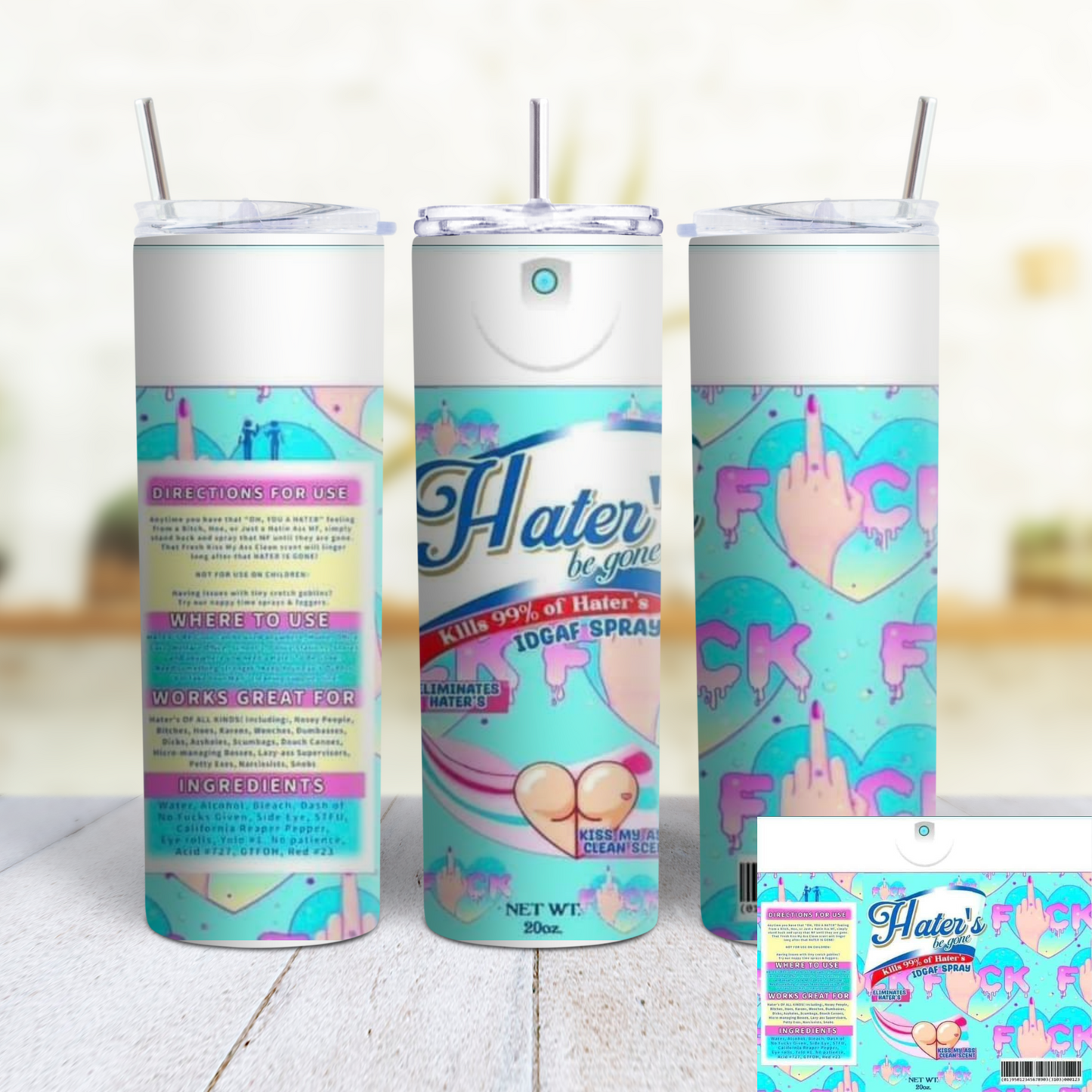 Haters Be Gone Custom Sublimation Tumbler Stainless Steel 2