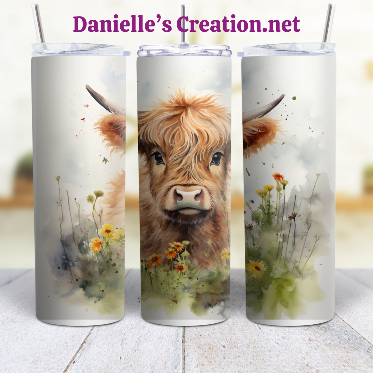 HIGHLAND COW 20 oz Custom Sublimation Tumbler Stainless Steel #7