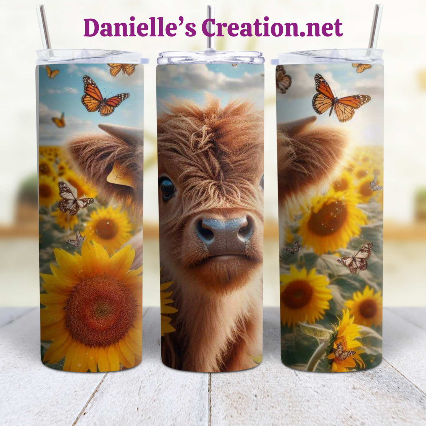 Pink Ribbon HIGHLAND COW 20 oz Custom Sublimation Tumbler Stainless Steel #21