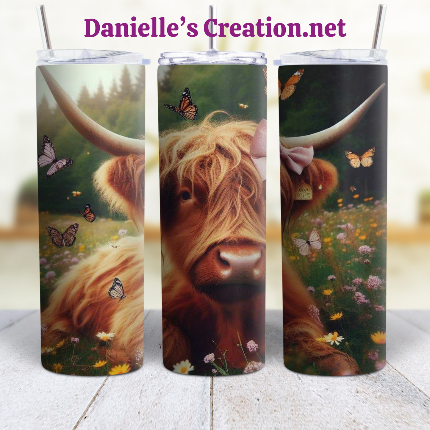 I'm The Sweet Girl HIGHLAND COW 20 oz Custom Sublimation Tumbler Stainless Steel #19