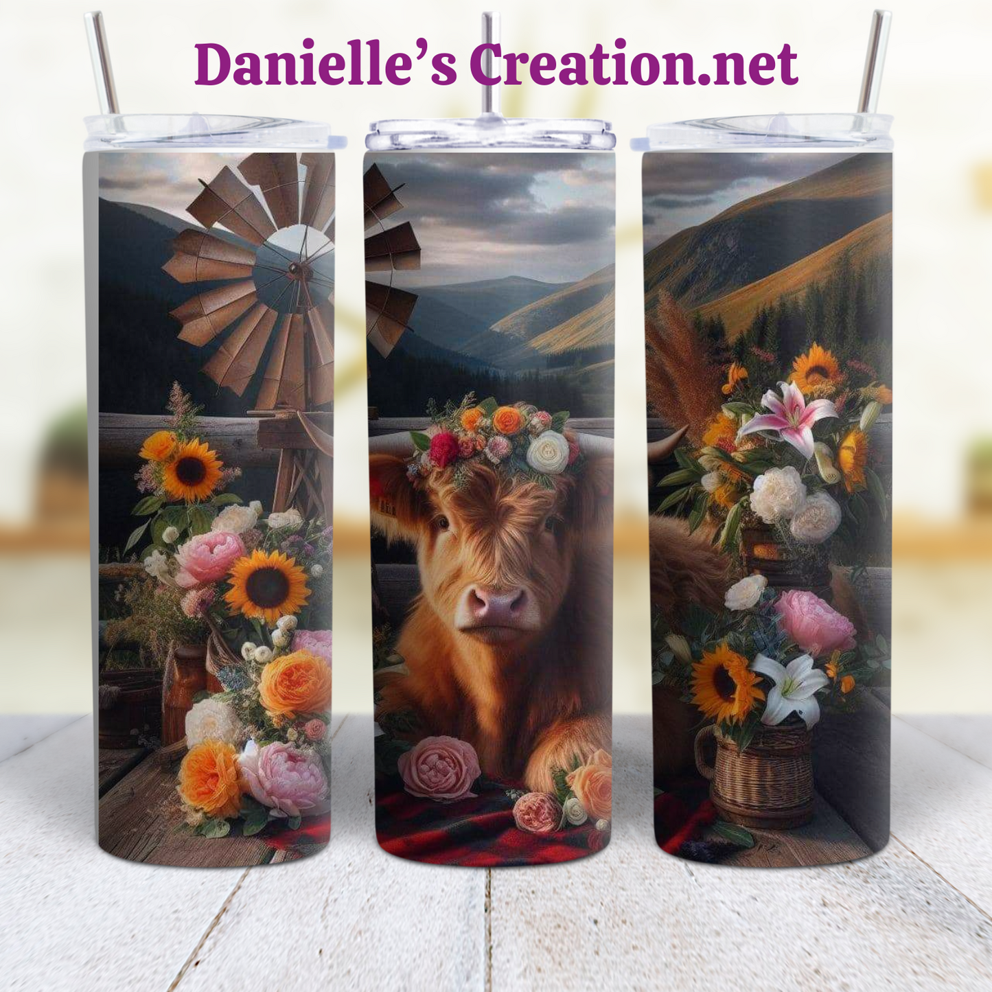 HIGHLAND COW 20 oz Custom Sublimation Tumbler Stainless Steel #13