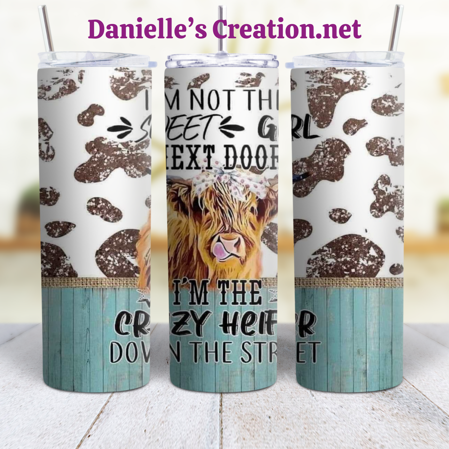 I'm The Sweet Girl HIGHLAND COW 20 oz Custom Sublimation Tumbler Stainless Steel #19