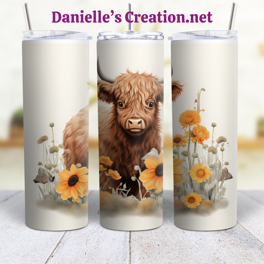 HIGHLAND COW 20 oz Custom Sublimation Tumbler Stainless Steel #22