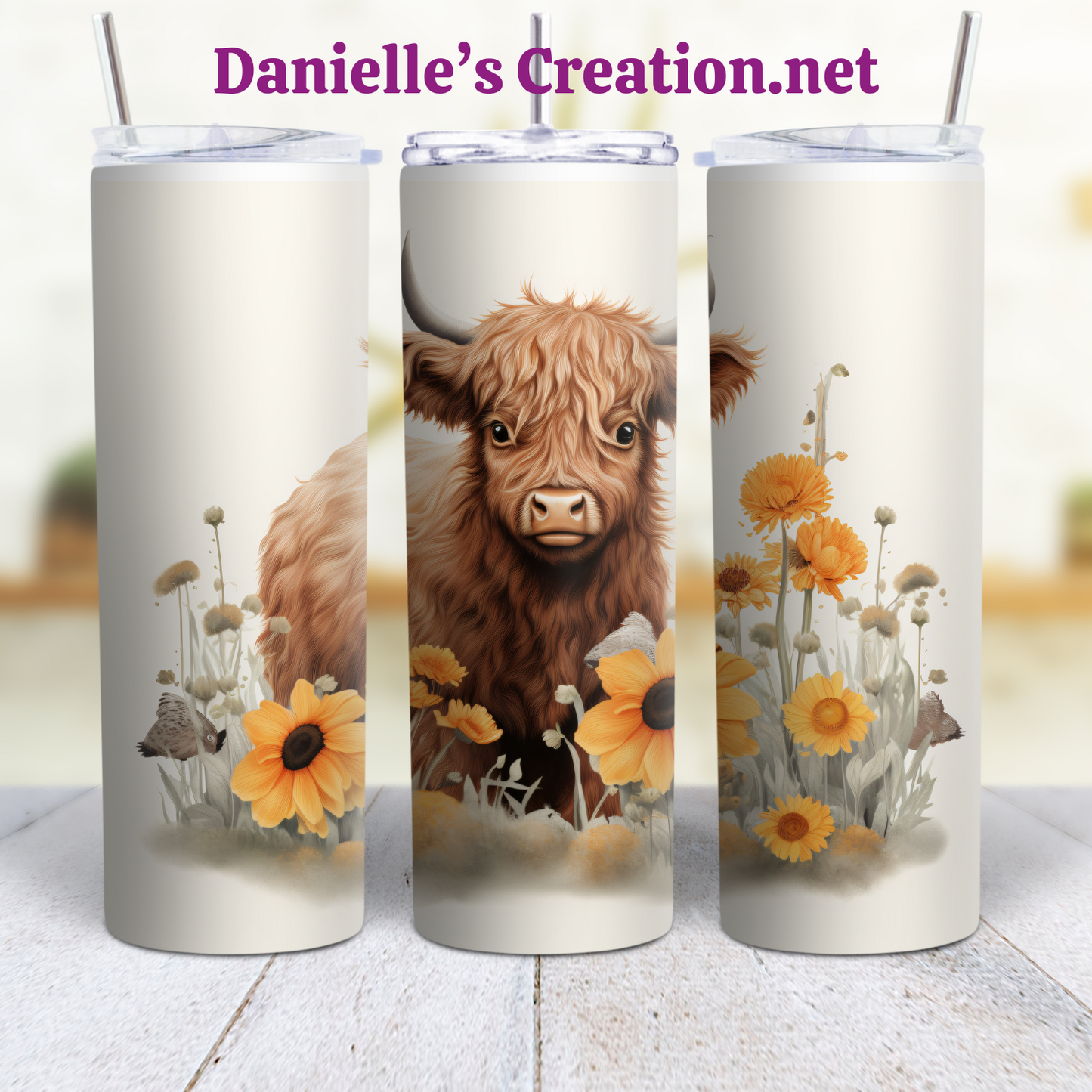 I'm The Sweet Girl HIGHLAND COW 20 oz Custom Sublimation Tumbler Stainless Steel #19