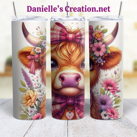 HIGHLAND COW 20 oz Custom Sublimation Tumbler Stainless Steel  #3