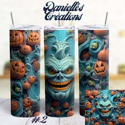 Halloween 20 oz Skinny Sublimation tumblers Spooky Pumpkin #2