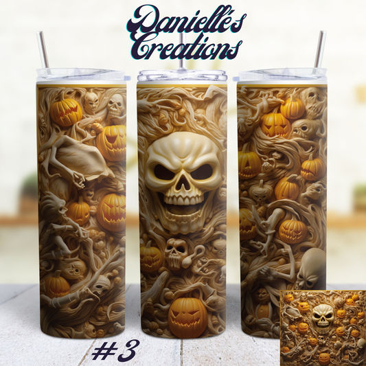 Halloween 20 oz Skinny Sublimation tumblers Spooky Pumpkin #3