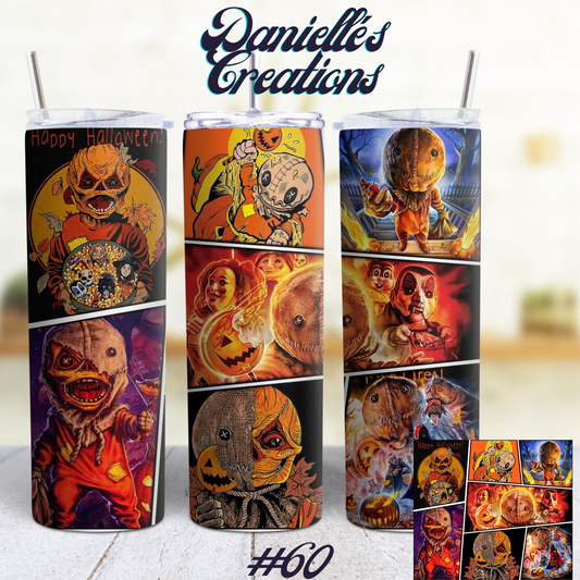 Halloween 20 oz skinny tumbler Horror scarecrow #23