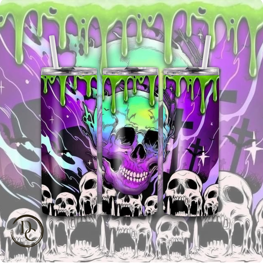 Spooky Skull Halloween 20 oz Custom Sublimation Tumbler Stainless Steel 22