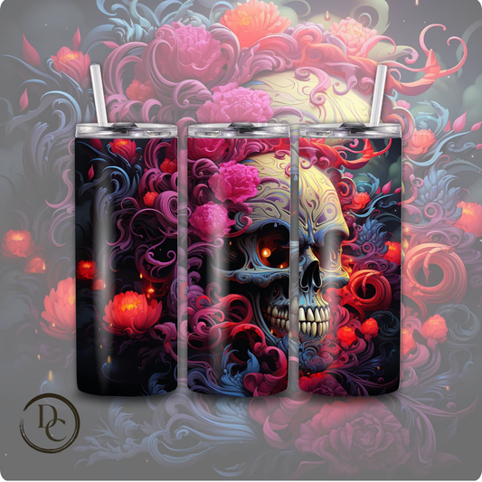 Spooky Skull Halloween 20 oz Custom Sublimation Tumbler Stainless Steel 24
