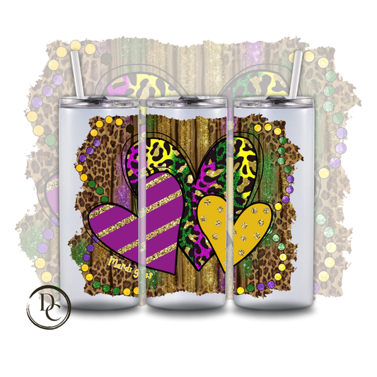 Hearts Mardi Gras 20 oz Custom Sublimation Tumbler Stainless Steel 7