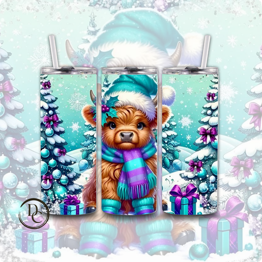 Baby Highland Cow Christmas 20 oz Custom Sublimation Tumbler Stainless Steel #10
