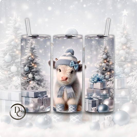 Baby Highland Cow Christmas 20 oz Custom Sublimation Tumbler Stainless Steel #11