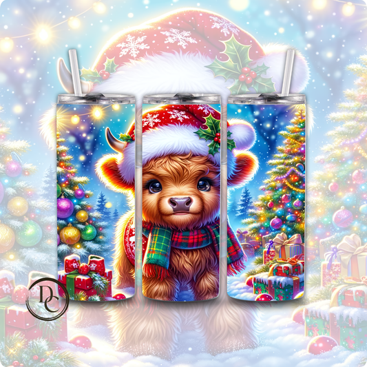 Baby Highland Cow Christmas 20 oz Custom Sublimation Tumbler Stainless Steel#12