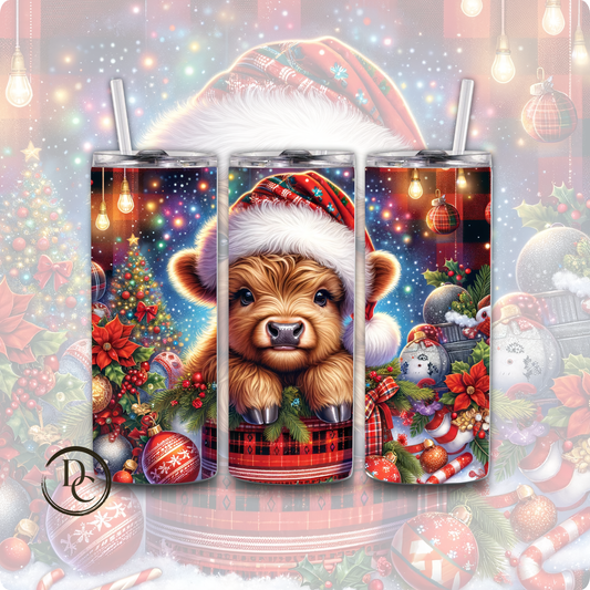 Baby Highland Cow Christmas 20 oz Custom Sublimation Tumbler Stainless Steel #13