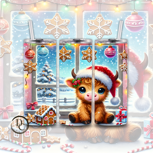 Baby Highland Cow Christmas 20 oz Custom Sublimation Tumbler Stainless Steel #14