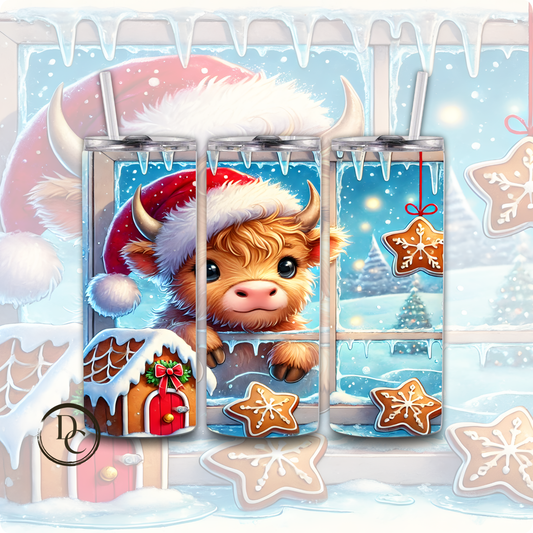 Baby Highland Cow Christmas 20 oz Custom Sublimation Tumbler Stainless Steel#15