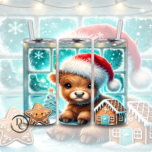 Baby Highland Cow Christmas 20 oz Custom Sublimation Tumbler Stainless Steel #16