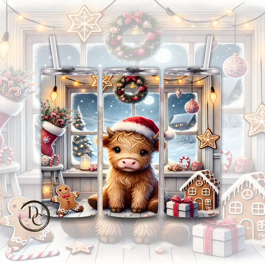 Baby Highland Cow Christmas 20 oz Custom Sublimation Tumbler Stainless Steel #17