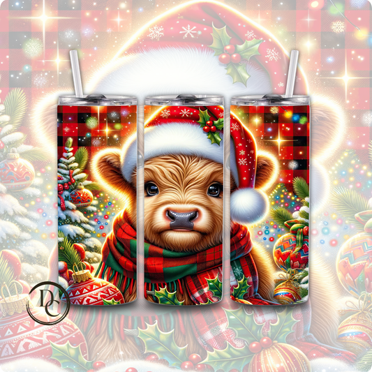 Baby Highland Cow Christmas 20 oz Custom Sublimation Tumbler Stainless Steel #19
