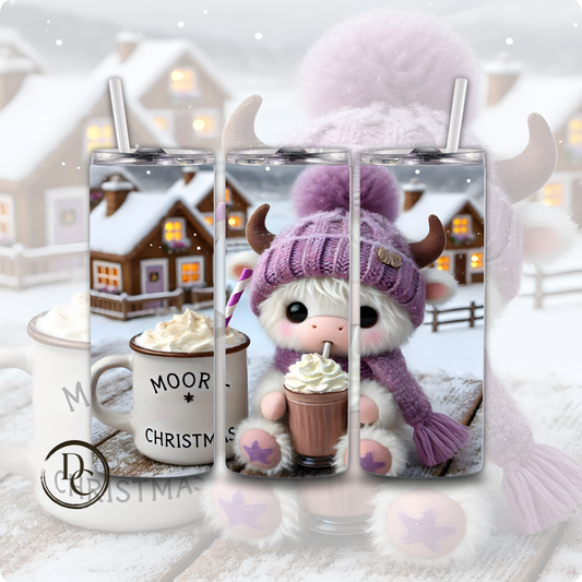 Baby Highland Cow Christmas 20 oz Custom Sublimation Tumbler Stainless Steel #22