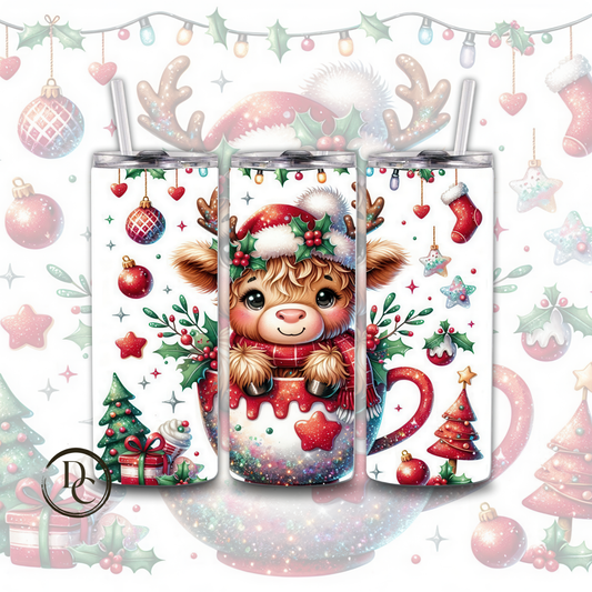 Baby Highland Cow Christmas 20 oz Custom Sublimation Tumbler Stainless Steel #25
