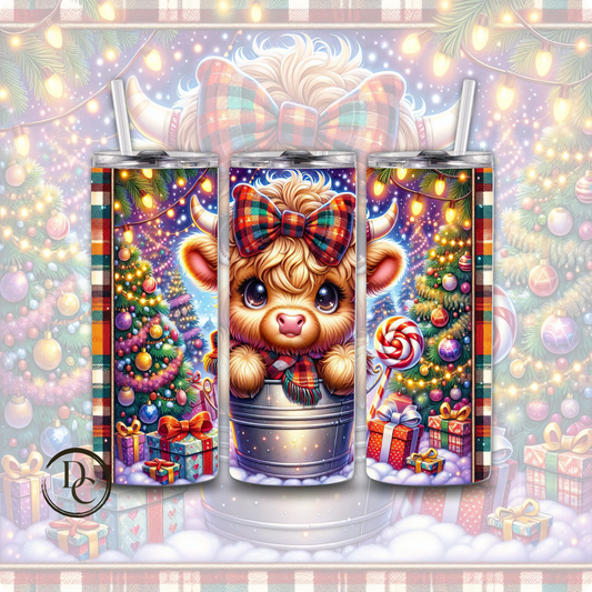 Baby Highland Cow Christmas 20 oz Custom Sublimation Tumbler Stainless Steel#31