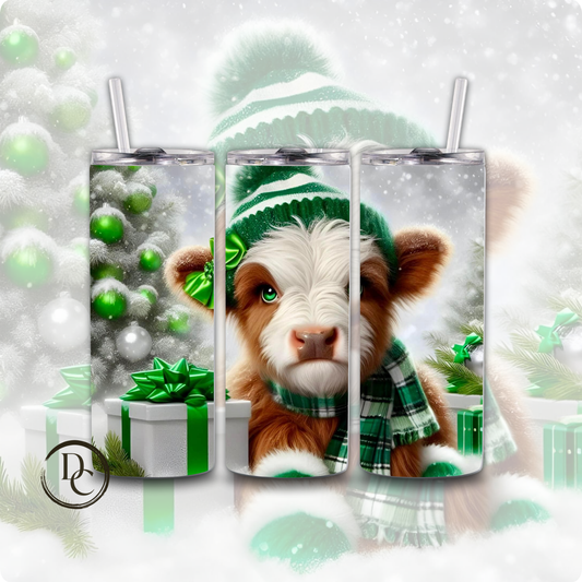 Baby Highland Cow Christmas 20 oz Custom Sublimation Tumbler Stainless Steel #4