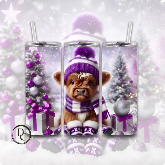 Baby Highland Cow Christmas 20 oz Custom Sublimation Tumbler Stainless Steel #5