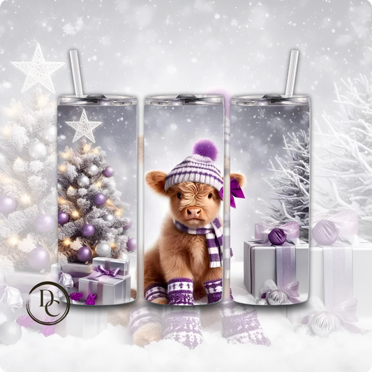 Baby Highland Cow Christmas 20 oz Custom Sublimation Tumbler Stainless Steel #8